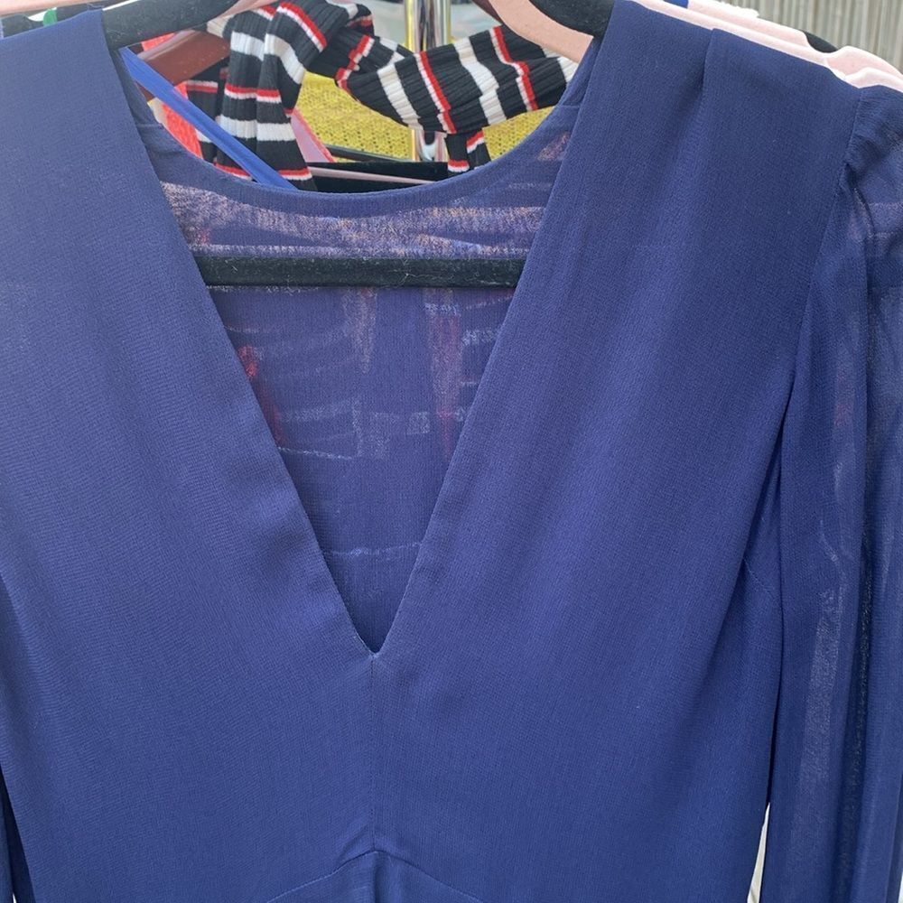 Reformation Dark Blue Long Sleeve Viscose Dress Size Small - Picture 5 of 5